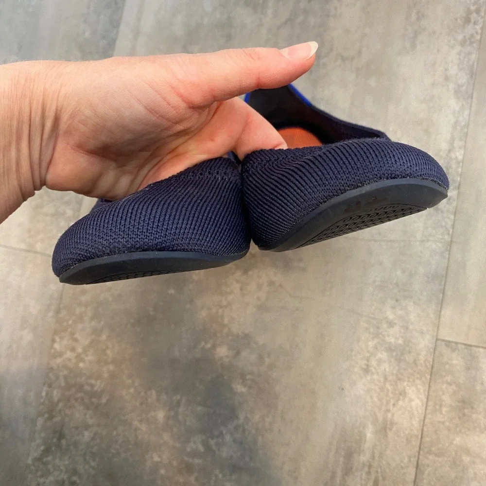 Rothy's RARE Lattice Flats‎ Maritime Navy Blue Stitch Round Toe Size 10